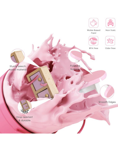 Juego de Muebles de Casa de Muñecas de Madera 22 Piezas