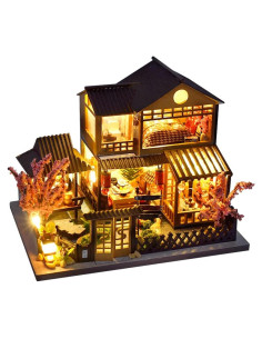 Casa de Muñecas CUTEBEE Jardín Japonés DIY con Muebles