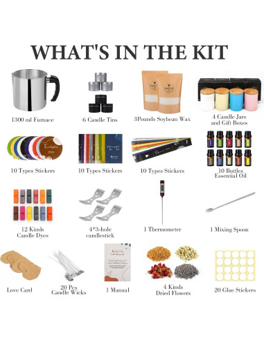 Kit de Fabricación de Velas SAEUYVB - Cera de Soja y Aromas