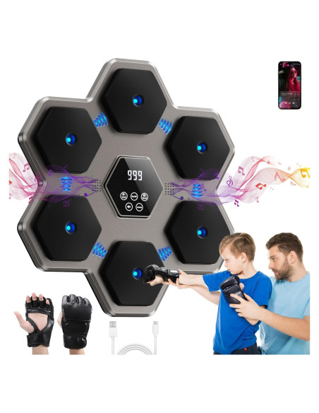 Máquina de Boxeo Musical Tomzio BM01 con Guantes y Bluetooth Máquina de Boxeo Musical Tomzio BM01 con Guantes y Bluetooth