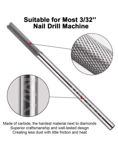Broca de Uñas Makartt 3XF para Cutículas 2,38 cm Fina