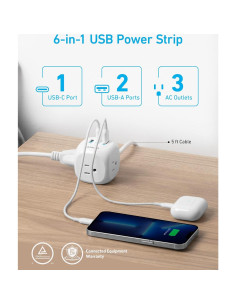 Regleta Anker 321 con 3 Salidas y Carga USB-C 1.52m 2