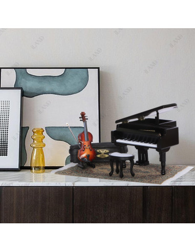iLAND Caja de Música Miniatura Piano y Violín 1/12 Romántica