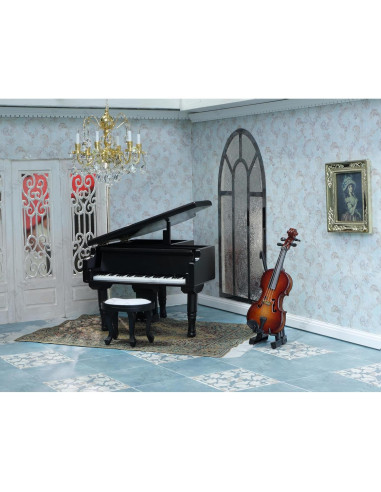 iLAND Caja de Música Miniatura Piano y Violín 1/12 Romántica