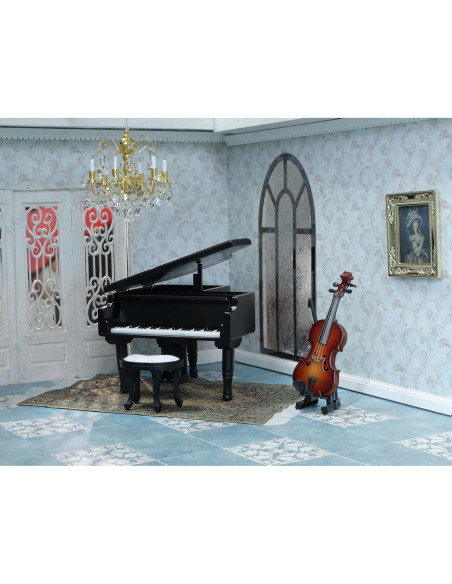 iLAND Caja de Música Miniatura Piano y Violín 1/12 Romántica