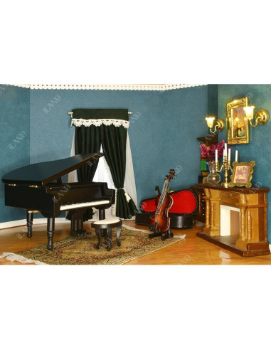 iLAND Caja de Música Miniatura Piano y Violín 1/12 Romántica
