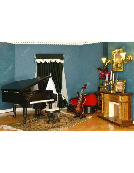 iLAND Caja de Música Miniatura Piano y Violín 1/12 Romántica