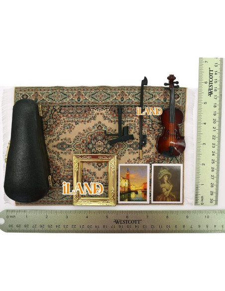 iLAND Caja de Música Miniatura Piano y Violín 1/12 Romántica