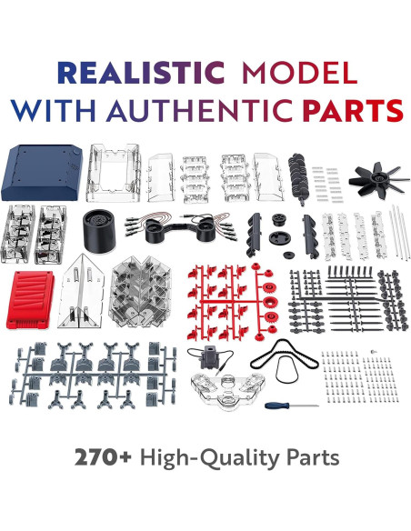 Kit Motor Mini V8 Playz - 270 Piezas STEM para 12 Años