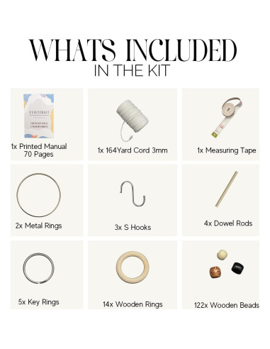 Kit de Macramé CULETCRAFT 153 piezas con libro y accesorios