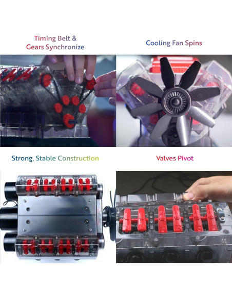 Kit Motor Mini V8 Playz - 270 Piezas STEM para 12 Años