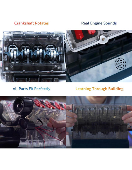 Kit Motor Mini V8 Playz - 270 Piezas STEM para 12 Años