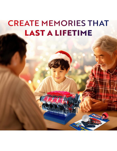 Kit Motor Mini V8 Playz - 270 Piezas STEM para 12 Años