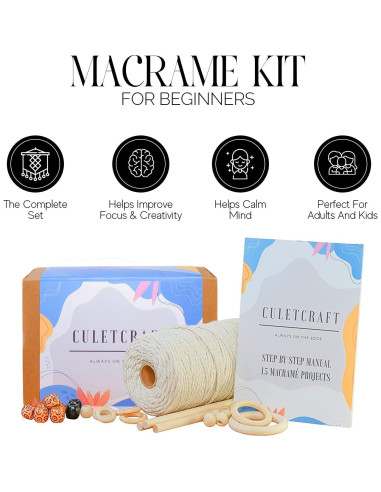 Kit de Macramé CULETCRAFT 153 piezas con libro y accesorios