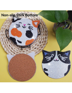 Kits de Posavasos de Pintura de Diamante Vcekract 6 Pcs Gato 2