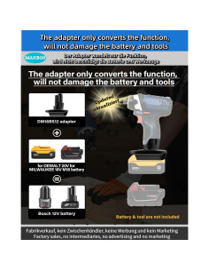Adaptador de Batería Inalámbrica Bosch 12V Compatible Milwaukee 18V 2