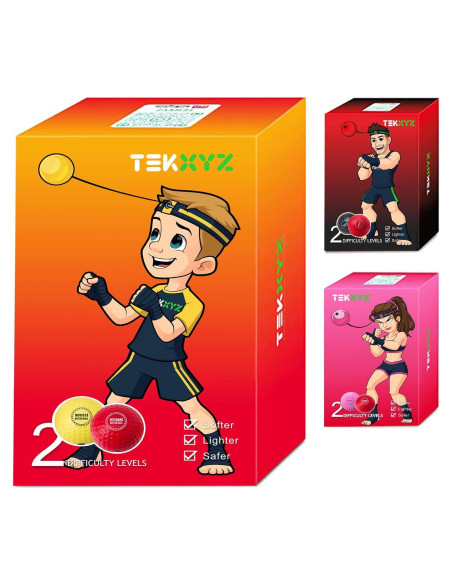 Bola de Boxeo TEKXYZ con Banda para la Cabeza - Amarillo/Rojo