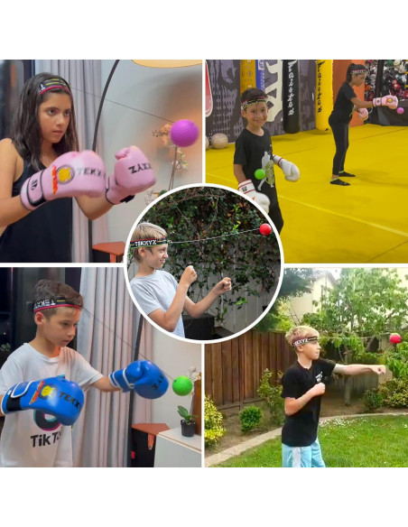 Bola de Boxeo TEKXYZ con Banda para la Cabeza - Amarillo/Rojo