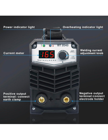 Soldadora Inverter MMA S STAHLWERK WT2040 165A Digital