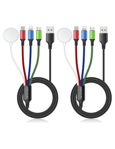 Cable de Carga Múltiple Amasuki 2Pack USB-C iWatch 4 en 1