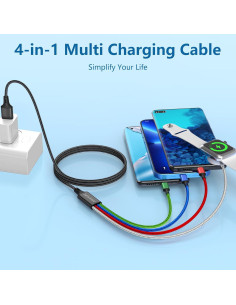 Cable de Carga Múltiple Amasuki 2Pack USB-C iWatch 4 en 1 2