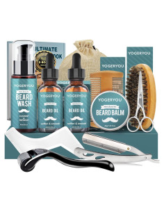 Kit de Cuidado de Barba YogerYou con Navaja y Aceites