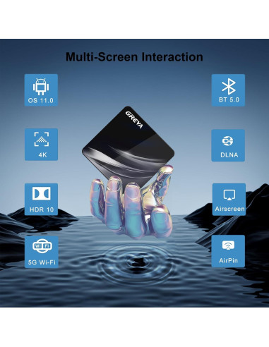 GREVA Android TV Box 11.0 4K 2GB RAM 16GB ROM WiFi Dual