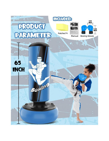 Bolsa de Boxeo Inflable YORWHIN 167 cm con Guantes