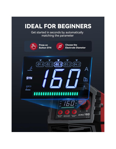 Soldador ARCCAPTAIN 160A Portátil Inversor IGBT LED