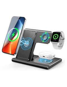 Cargador Inalámbrico EXW 3 en 1 para iPhone y Apple Watch