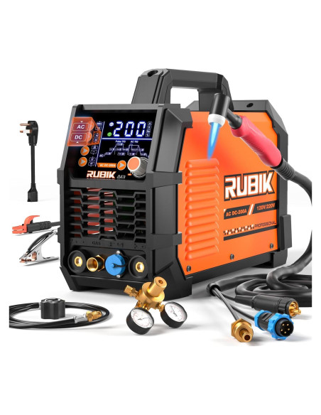 Soldador TIG RUBIK ACDC 200A 6 en 1 Pantalla LCD