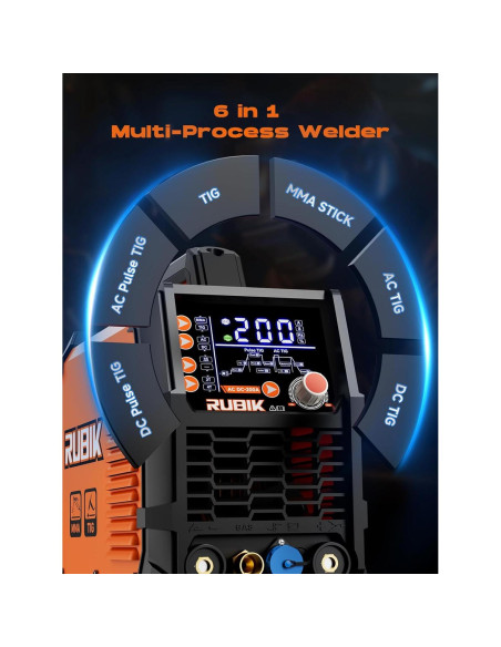 Soldador TIG RUBIK ACDC 200A 6 en 1 Pantalla LCD