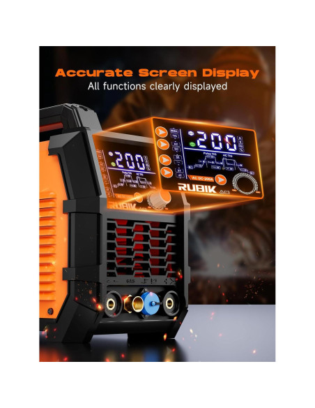 Soldador TIG RUBIK ACDC 200A 6 en 1 Pantalla LCD