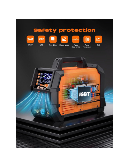 Soldador TIG RUBIK ACDC 200A 6 en 1 Pantalla LCD