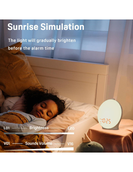 Despertador Luz de Amanecer JALL K8 con Radio FM y Snooze