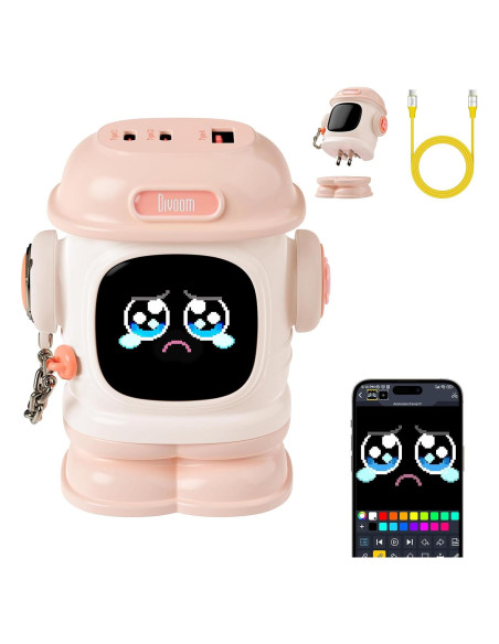 Cargador Divoom Dipow 65W USB-C Rápido 3 Puertos Rosa