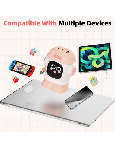 Cargador Divoom Dipow 65W USB-C Rápido 3 Puertos Rosa