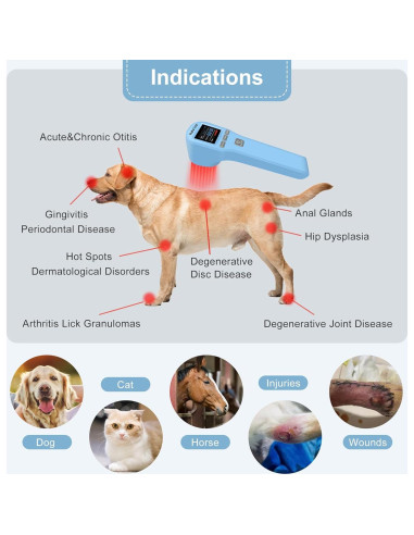 Terapia con Láser Frío Kdvioo para Mascotas 808nm 650nm