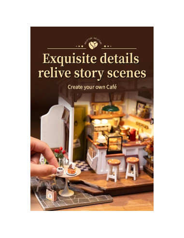 Kit Casa Miniatura RoWood NO.17 Café DIY con LED