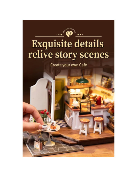 Kit Casa Miniatura RoWood NO.17 Café DIY con LED