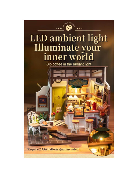 Kit Casa Miniatura RoWood NO.17 Café DIY con LED
