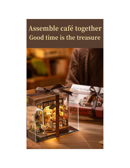 Kit Casa Miniatura RoWood NO.17 Café DIY con LED
