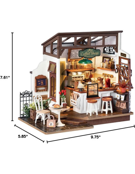 Kit Casa Miniatura RoWood NO.17 Café DIY con LED