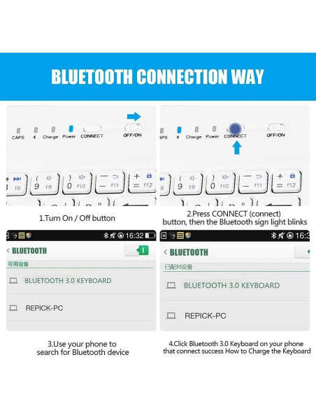 Teclado Bluetooth FOSA con Funda Plegable para Celular