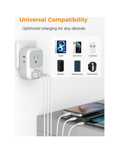 Cargador USB TESSAN 4 Tomas 3 Puertos para Viaje 2