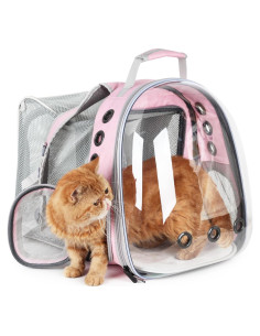 Mochila Transportadora Lollimeow para Gatos Rosa Expandible