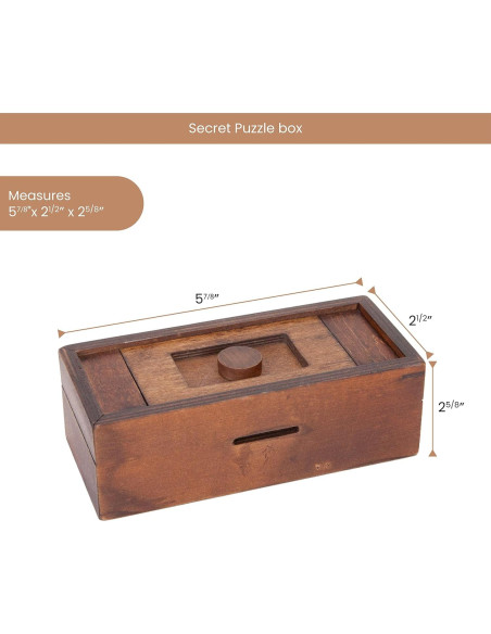 Caja Puzzle Secreta de Madera - Bits and Pieces - 14.92x6.35 cm