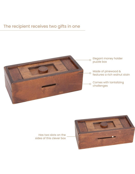Caja Puzzle Secreta de Madera - Bits and Pieces - 14.92x6.35 cm