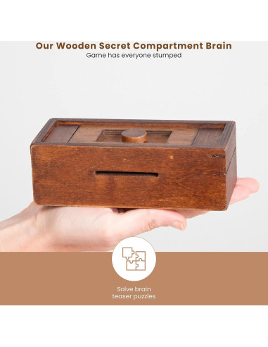 Caja Puzzle Secreta de Madera - Bits and Pieces - 14.92x6.35 cm
