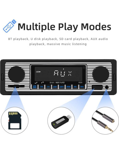 Estéreo de Coche Oeretzrac JSD-5513 Bluetooth Retro 17.78cm